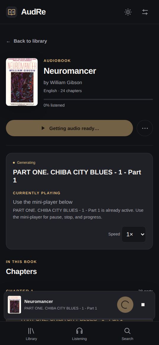 AudRe mobile audiobook player